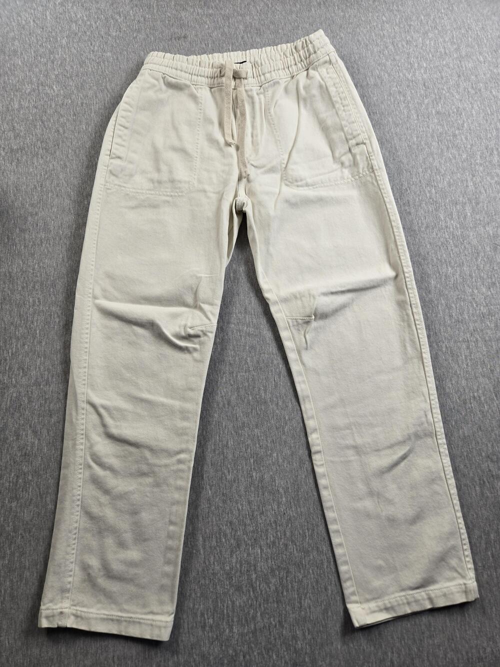 Zara Pants Womens Small White Drawstring Straight Leg Patch Pocket Twill Casual